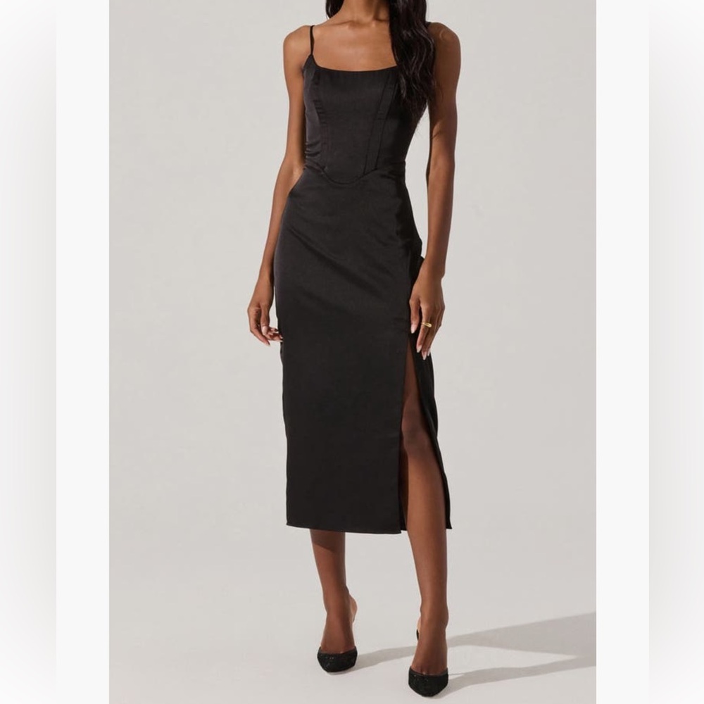 ASTR THE LABEL Satin Corset Midi dress NEW sz xs